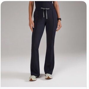 Figs Navy Blue Flare Pants formX with Gray Drawstring